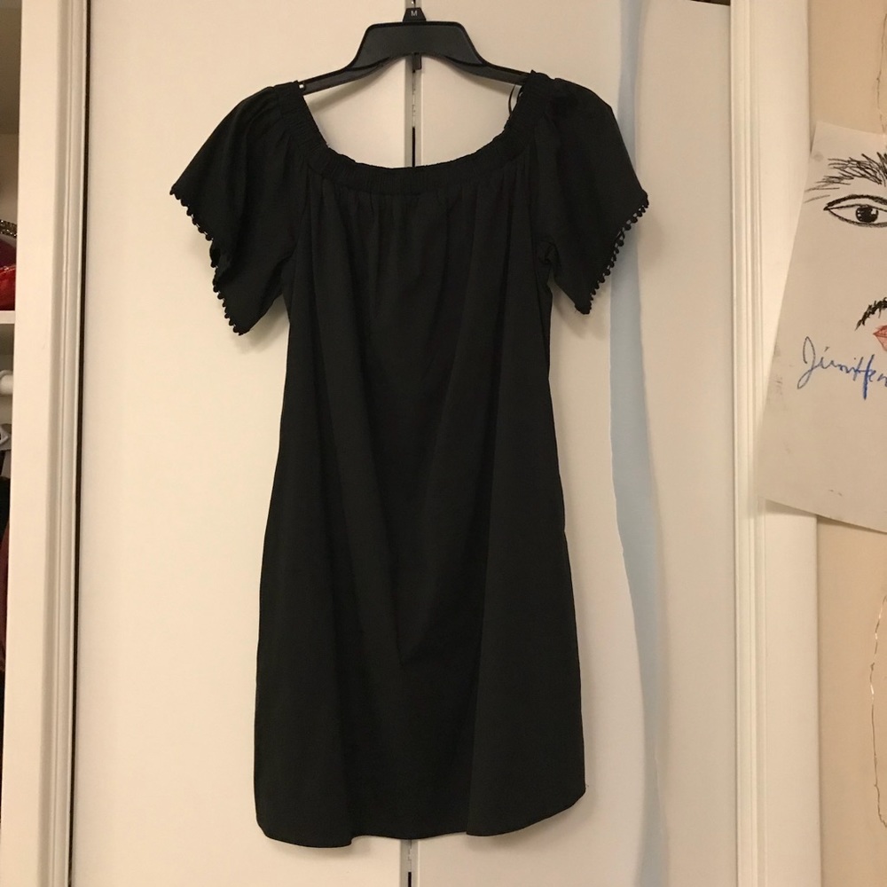 Black off the shoulder dress with pockets